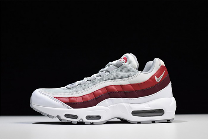 NIKE Air Max 95 Essential Mens White-Grey-Red Running Shoes 749766-103